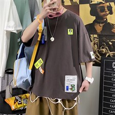 主推款夏季短袖t男潮流港风贴标重磅t恤衫A210-A8363-P35控58，男装T恤，星座210-3