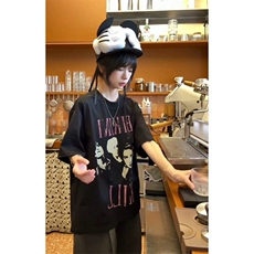 印花短袖T恤男士夏季高级感青少年重磅纯棉短款半袖美式潮流上衣，男装T恤，星座809A(原222-1)