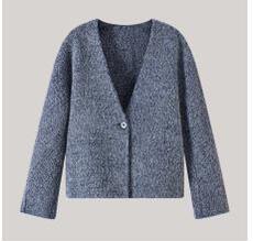 2025年秋季新款百搭V领针织开衫，女装针织衫/毛衣，米咔羊绒