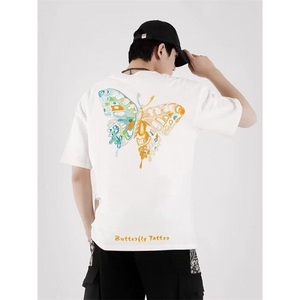 M489-P35刺绣款短袖t恤夏季宽松潮流ins情侣款上衣,法式衣服搭配图片欣赏图片