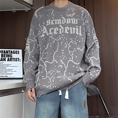 M185/P65新款个性设计感毛衣男简约百搭潮流男士圆领针织衫外套，男装针织衫/毛衣，电商基地A050