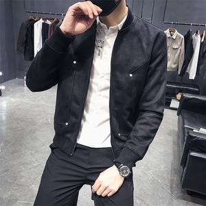 主推秋季英伦修身麂皮绒铆钉夹克外套男士 jk64-P115 #后期夹棉#图片