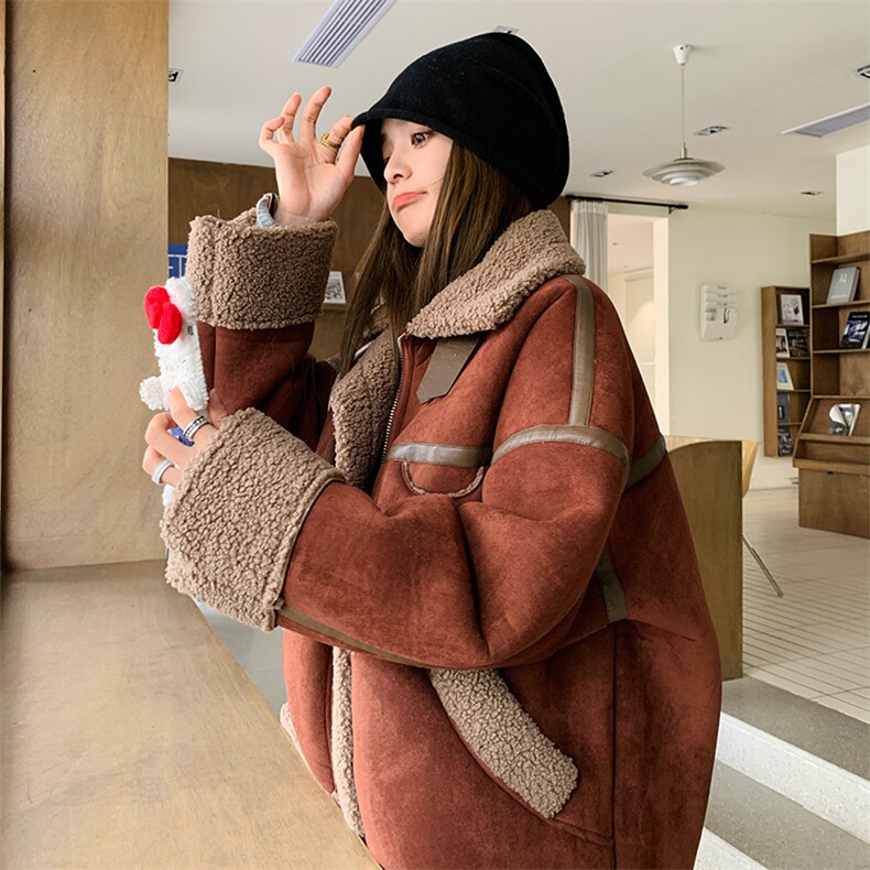 大货-机车服皮毛一体羊羔毛外套9929-P180-K258,女装毛呢外套,2C025