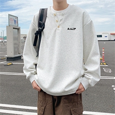 假两件卫衣亨利领t恤男款cleanfit美式复古长袖WY0553-P50，男装T恤，星座308B-2