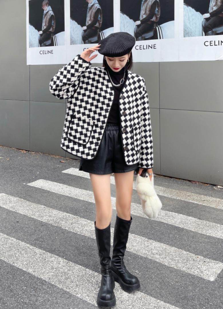 2021冬装新款加棋盘格外套补单，其它，妍舞飞扬