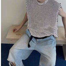 W10015-P68网图现货美式高街夏季潮牌设计感无袖复古反光背心，男装背心/马甲，星座1608-2