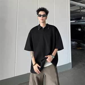 CR0279-P42 设计感半拉链金属扣POLO衫短袖T恤男潮牌复古美式上衣图片