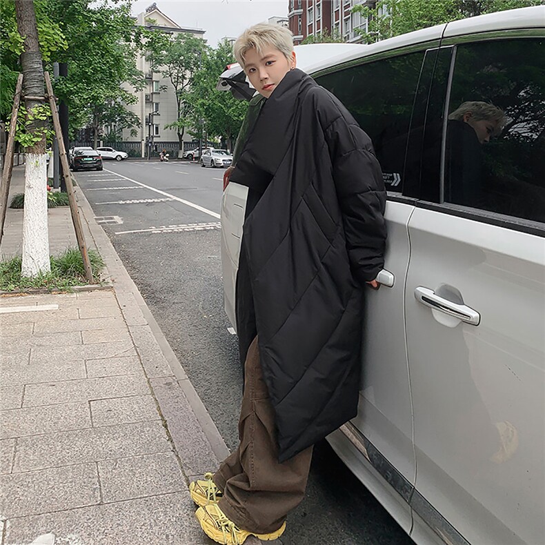 港风行走的大棉被设计棉衣男过膝中长款棉衣男ZC77110P135控198，男装棉衣，星座227-7