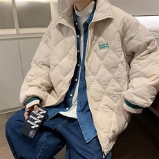 菱形格棉衣男韩版潮流保暖帅气2024冬季新款ins宽松外套MF013-P76，男装棉衣，星座412-3