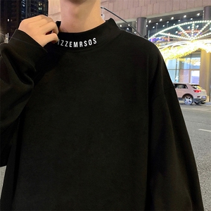 D003P35半高领德绒针织衫男秋冬季新款打底内搭毛衣美式潮牌加厚图片