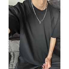 高品质夏款男圆领短袖T恤条纹拼接纯棉休闲T恤衫T117P40，男装T恤，星座1013-1