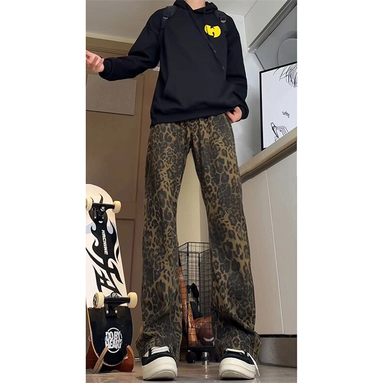 美式ins高街hiphop小众豹纹牛仔裤货号K2462特P48,男装牛仔裤,电商A063