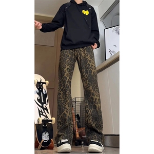 美式ins高街hiphop小众豹纹牛仔裤货号K2462特P48图片
