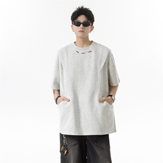 美式复古解构短袖T恤男潮牌夏季新款透气五分半袖P45控68，男装T恤，星座516