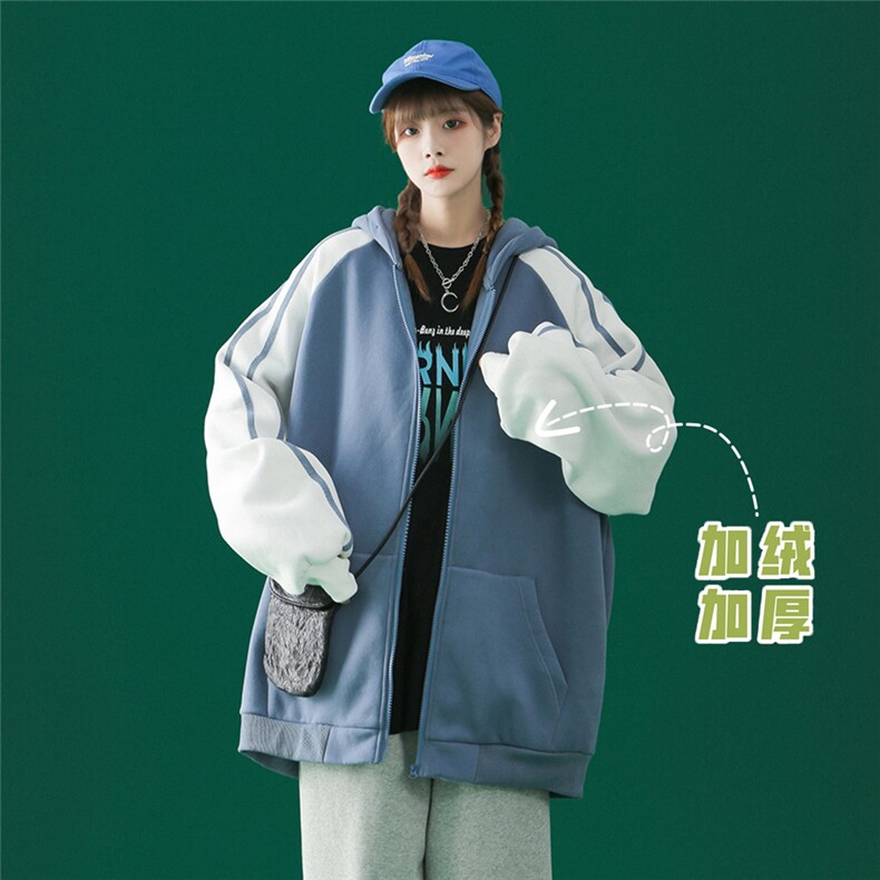 中性秋季潮流纯色开衫连帽宽松卫衣B100JRP55控78加绒P65,男装卫衣,A247A