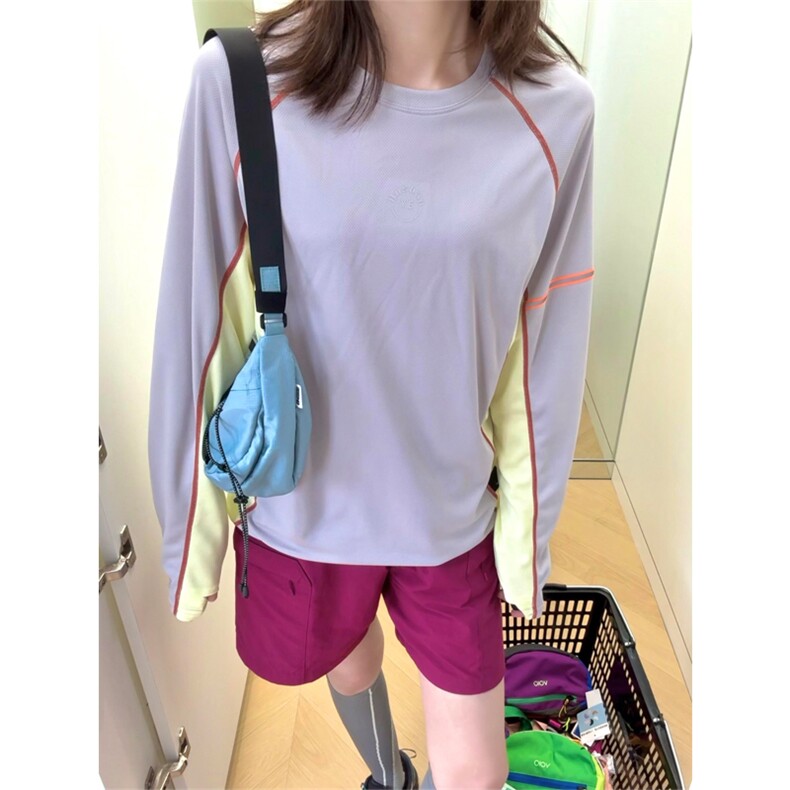 高品户外山系轻薄透气速干撞色骑行运动长袖T恤男女A1354-P48,男装T恤,星座1505
