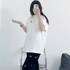 H0830-P38原版刺绣内里加贴布不刺身纯棉220克宽松短袖T恤，女装T恤，星座617A-2