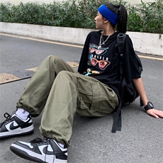 日系潮牌秋季新款宽松工装裤子男束脚裤百搭休闲直筒长裤GK59-p46，男装休闲裤，星座1008