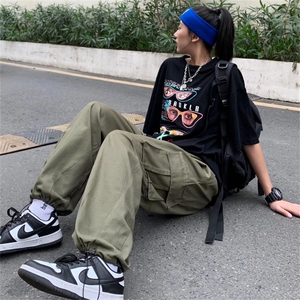 日系潮牌秋季新款宽松工装裤子男束脚裤百搭休闲直筒长裤GK59-p46图片