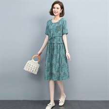 时尚碎花系带连衣裙优雅显瘦气质女神必备甜美清新，女装连衣裙，涵誉
