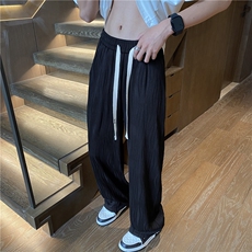 抖音品质夏季冰丝波浪纹垂感宽松休闲裤B315-K24140-特p30控58，男装休闲裤，电商B315