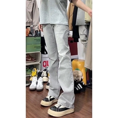 水洗烟灰色微喇牛仔裤男潮半松紧腰头长裤513CK1828P37，男装牛仔裤，星座513