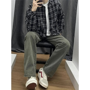 美式复古立体分割水洗工装裤男痞帅高级感裤子cleanfit弯刀直筒裤图片