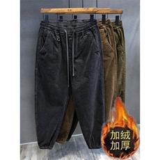 加绒重磅复古灯芯绒潮牌休闲裤男士宽松束脚运动裤卫裤，男装休闲裤，星座1210-1