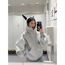 抖音得物高品质26春装美式高街铆钉杜宾犬耳朵开衫卫衣外套W125，女装短外套，电商A486
