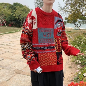 美式街头设计感圆领毛衣男慵懒风休闲针织衫GM24-P53图片