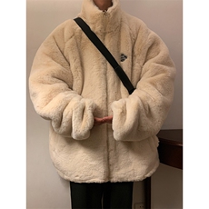 加厚棉袄兔毛外套港风日系棉衣双面穿夹克厚1016-1W68P118K148，男装夹克，星座1016-1（原电商B408-1）