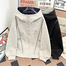 320克秋装连帽卫衣男宽松休闲开衫外套拼色帽衫XZ212-QWY3818-P48，女装短外套，星座212-1