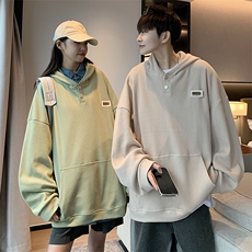 EQ179华夫格连帽套头卫衣男女学院风情侣装春季外套2024新款P58，男装卫衣，电商C306-1