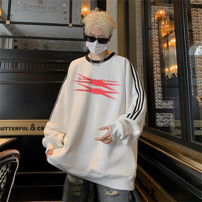 抖音得物供货提供视频秋冬重磅美式宽松织带圆领卫衣0312,男装卫衣,电商A486