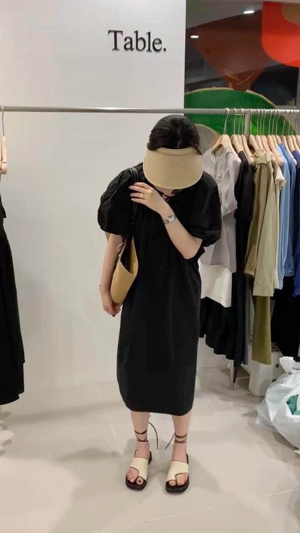 黑粉蓝气质连衣裙显瘦噢，女装连衣裙，欧妮卡蒂蔓