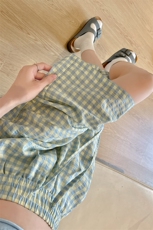 8XL-M美式复古格子休闲五分裤夏季街头风宽松简约直筒短裤DK1538，男装休闲裤，电商D206-1