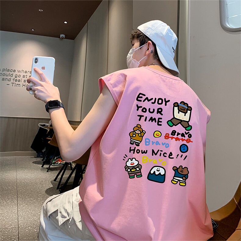 美式直播抖音得物品质纯棉250克无袖背心T恤T2541P25控39，男装背心/马甲，电商C408-1(原B339-1)