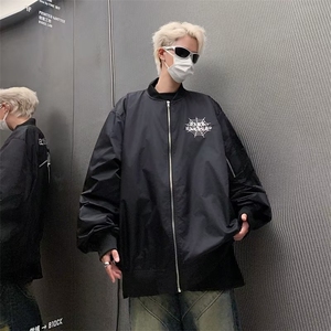 秋款男立领夹克衫工装口袋蜘蛛网字母印花冲锋衣外套M1062- P65图片