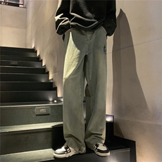 k1013-p50-控68M-5XL美式高阶黄泥拉链宽松大码牛仔裤cityboy，男装牛仔裤，星座116