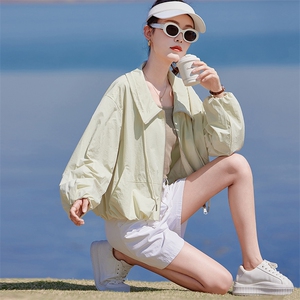 清新绿色防晒衣女款夏季2025新款韩版宽松休闲轻薄透气防晒服外套图片