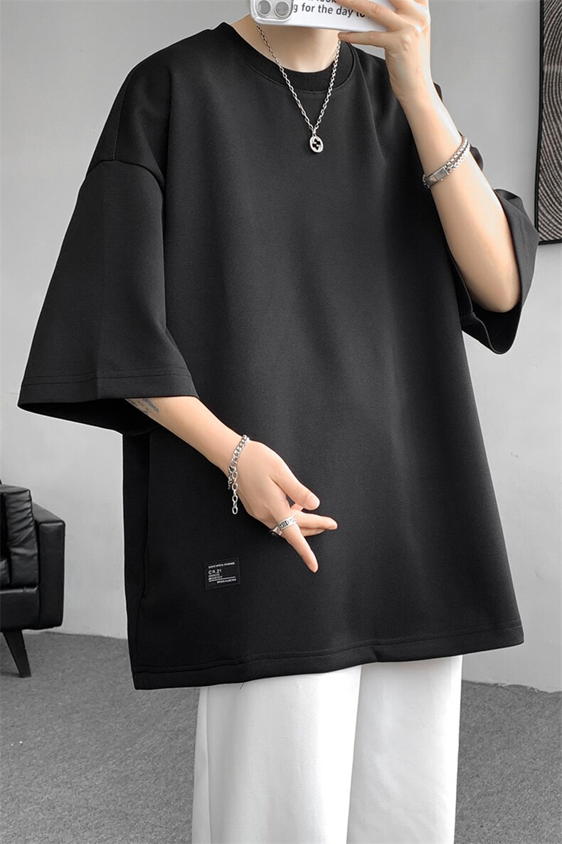 8XL-M特大码美式男T侧面隐形口袋宽松内搭上衣冰丝短袖DX313P25,男装T恤,电商D206-1