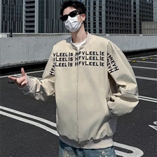 立领棒球服男女生早春潮牌字母印花百搭拉链夹克外套男JW221-p65，男装夹克，星座302B