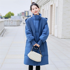2024冬季新款时尚潮流长款羽绒服显瘦保暖粉色百搭外套，女装羽绒服，曼琳思菲