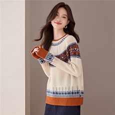 费尔岛针织衫冬新款大码胖mm毛衣独特漂亮高级感100羊毛打底衫，女装羊毛衫，艾米