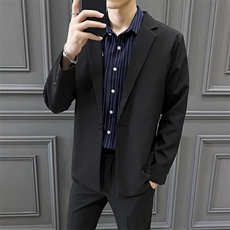 休闲西服外套男春秋韩版修身礼服商务黑色小西服Y73无装饰，男装西服，星座1116A-2（原606A-1）