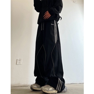 美式户外机能冲锋裤男2025春夏季新款条纹工装裤宽松直筒休闲长裤图片