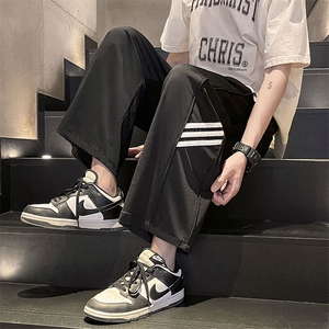 抖音高品质夏季冰丝薄款三条杠休闲九分裤男BK232-P40控58图片