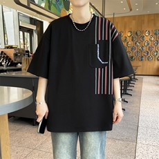 25173-特P40夏季休闲时尚T恤男短袖打底衫青少年潮牌拼接短袖T恤，男装T恤，电商D310B
