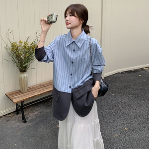 2025春秋季衬衫拼接外套女图片