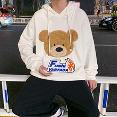 2021春秋季新款潮流小熊刺绣卫衣男宽松百搭外套WY218，男装卫衣，电商A073